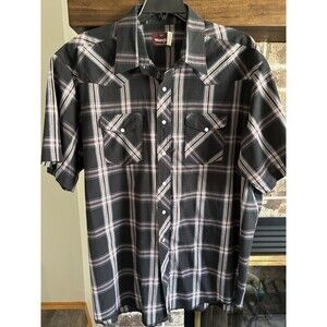 Vintage Wrangler Rancher Pearl Snap Plaid Short Sleeve Western Shirt Mens 3XT